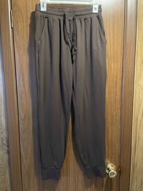 Casual Brown Drawstring Joggers with Elastic Cuffs